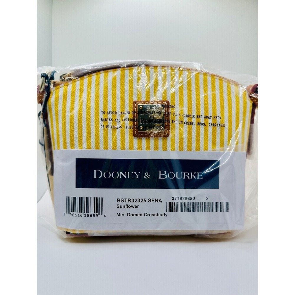 Rare Dooney & Bourke Mini Domed Crossbody Sunflower Yellow‎ White Stripe NWT